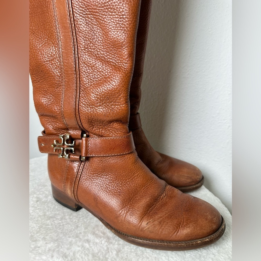 Tory Burch Brown Leather Tall Riding Boots in Size 7.5 - Picture 5 of 17